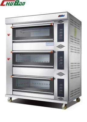 Commercial Kitchen 3 Deck 6 Tray Luxury Gas Oven for Baking Machine Bakery Machinery Food ...