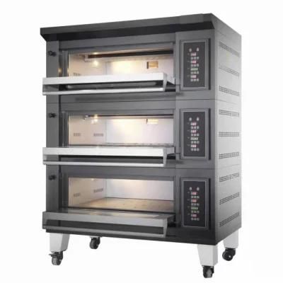 Gas Baking Oven 3-Deck 6-Tray Stainless Steel/Temperature Control/Pizza and Bread Baking ...