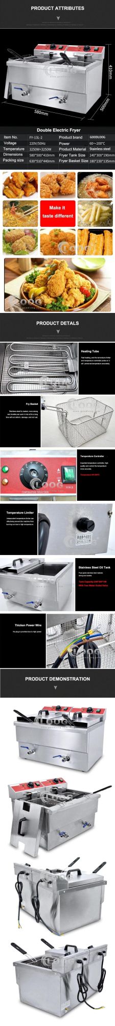 Commercial Fryer Thick Stainless Steel Double Cylinder Electric Deep Fryer Chicken Commercial Potato Chips Fryer for Restaurant Use