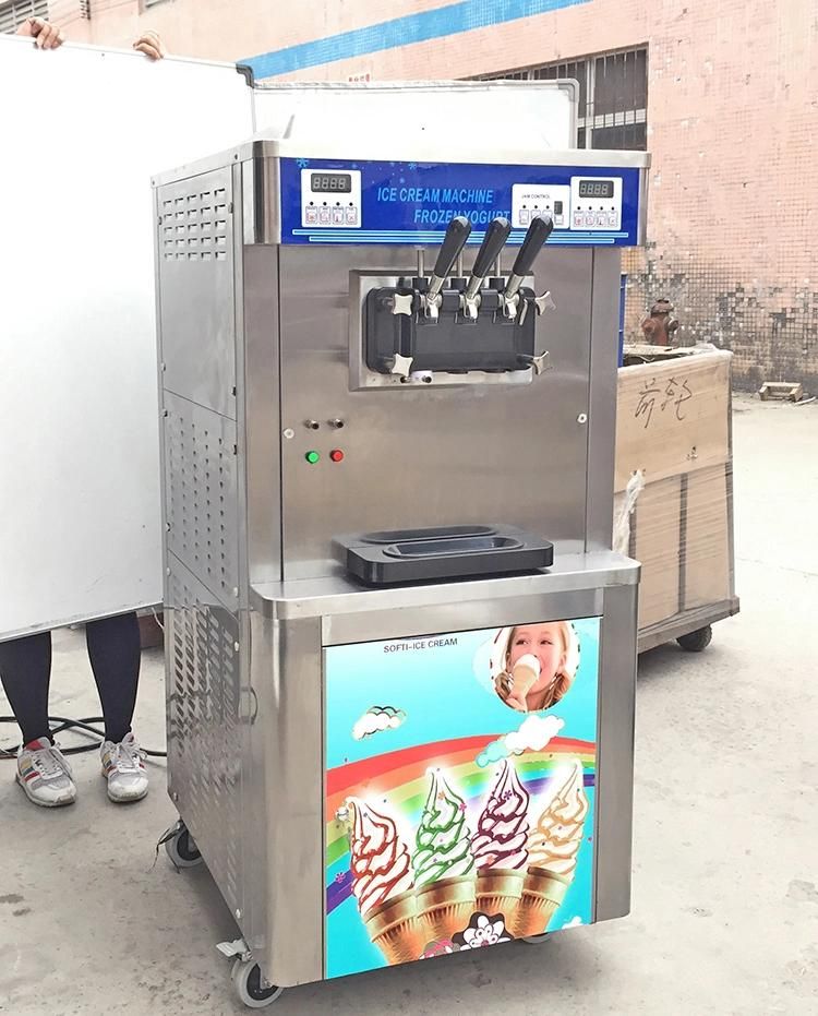 Double Cooling System Gear Pump Sundae Keep Fresh Frozen Yogurt Machine Soft Ice Cream Machine