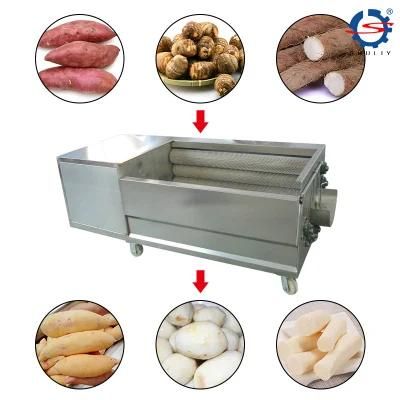 Roller Brush Type Potato Washing Peeling Machine with Soft Brushes