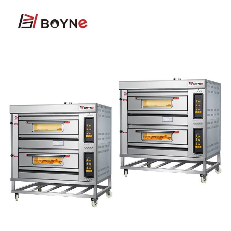 Gas Baking Equipment Microcomputer Two Deck Four Trays Oven