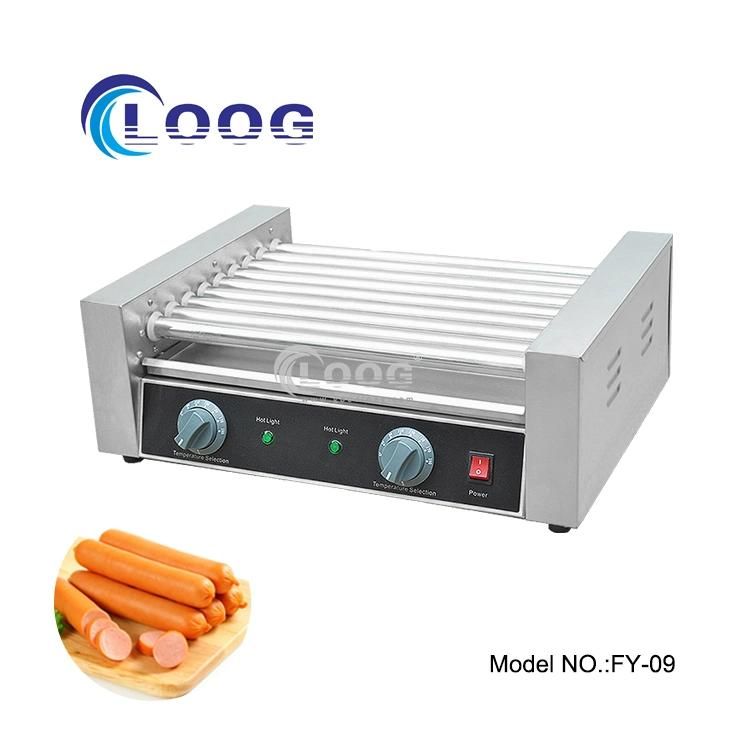 Commercial 9 Rollers Sausage Machine Catering Equipment Bread and Bun Warmer Baker Electric Cooking Roast Hot Dog Roller Grilling