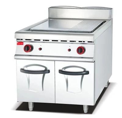 Catering Equipment Grooved Chicken Beef Steak Panini Gas Griddle with Cabinet