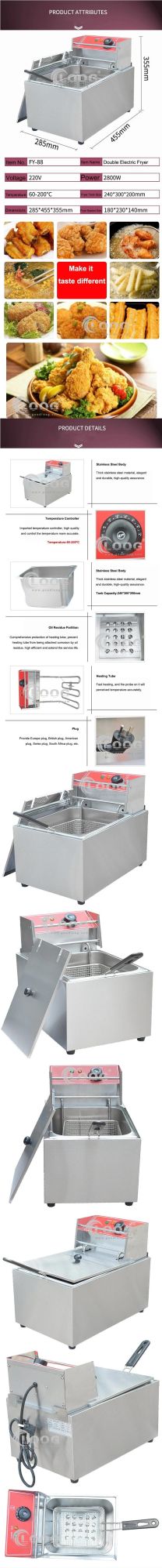 Electric Single Stainless Steel Basket Churros Frying Machine Donuts Maker Catering Equipment Countertop French Fries Fryer