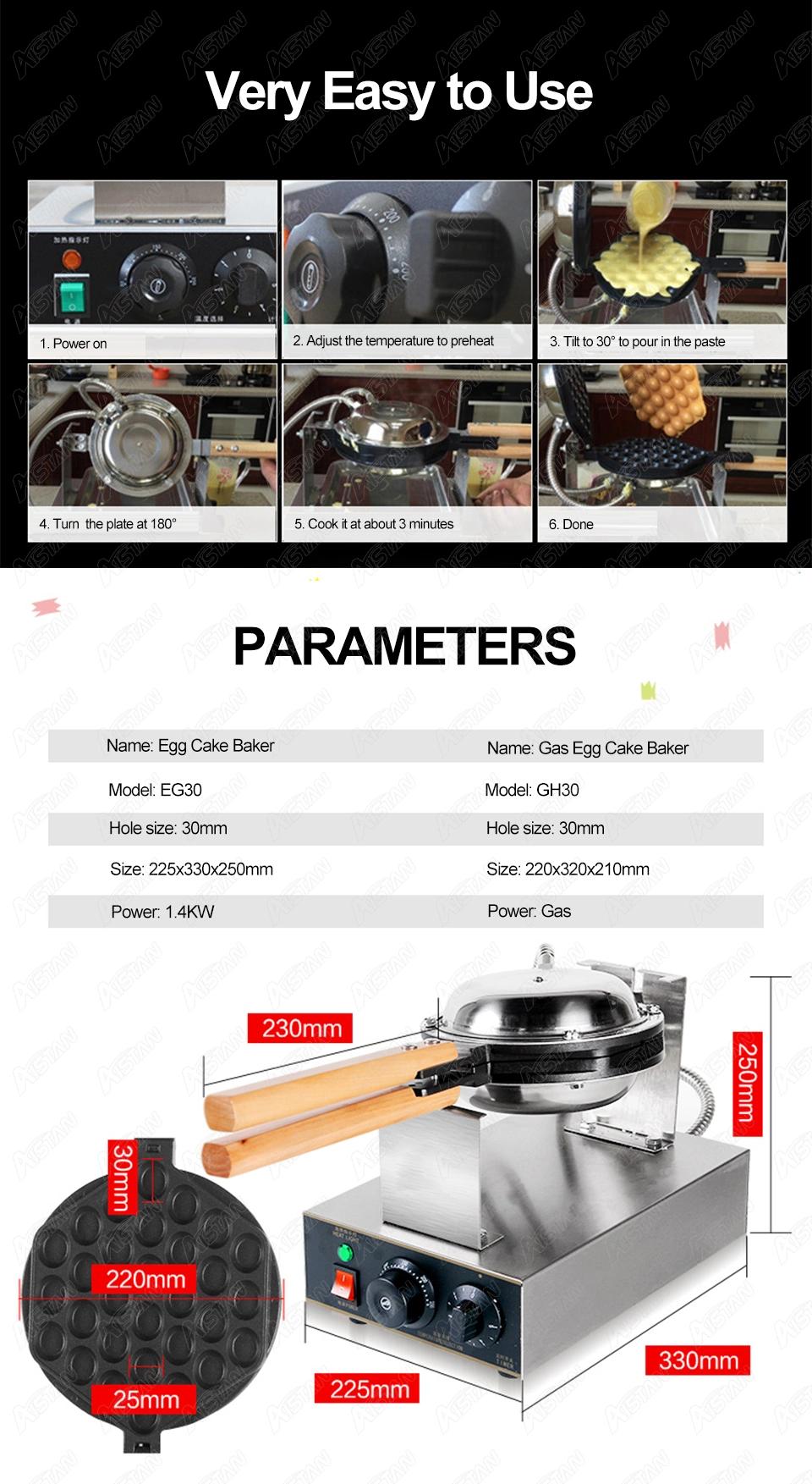 Eg30 Hot Selling Automatic Egg Waffle Maker Waffle Making Machine Egg Cake Maker Egg Puff Bubble Waffle Baker Electric