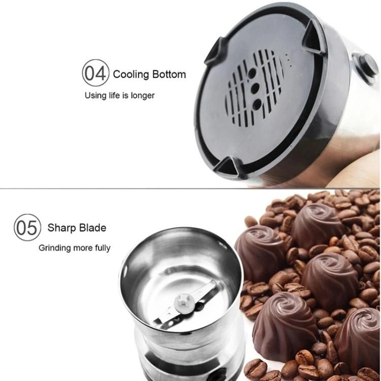 Amazon Hot Sale Stainless Steel Bean Grinder Household Coffee Grinders Small Coffee Mill