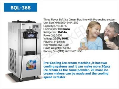 Commercial Precooling Air Pump Ice Cream Machine Soft Serve with Bql-368