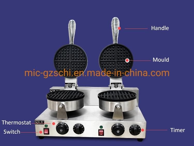 Double Head Waffle Bakers Waffle Machine Non-Stick Waffle Maker for Commercial Use