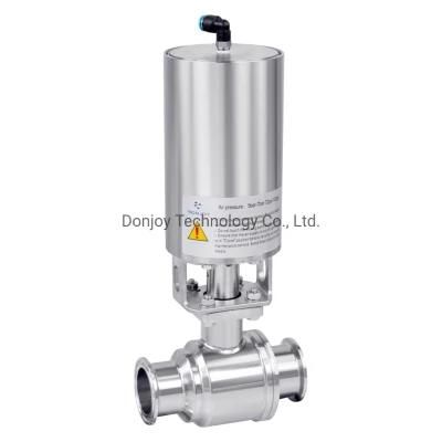 Donjoy Sanitary Direct Cross Ball Valve with Pneumatic Actuator