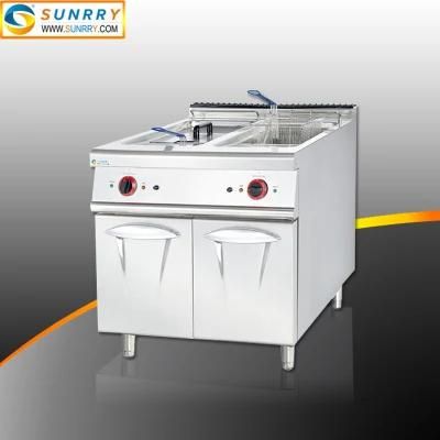 Restaurant Equipment in China 2 Tank Electric Deep Fryer with Cabinet