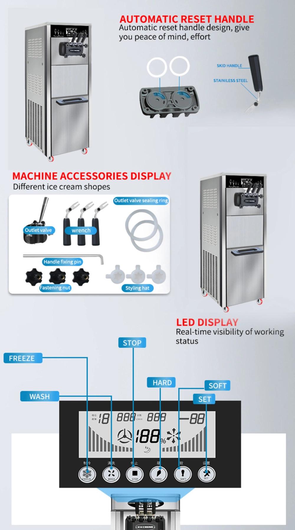 Commercial Fully Automatic Soft Ice Cream Maker Buffet Stand Ice Cream Machine