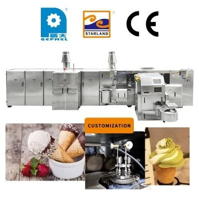 Commercial Full Automatic Cone Making Production Line Rolled Biscuit Sugar Waffle Cone ...