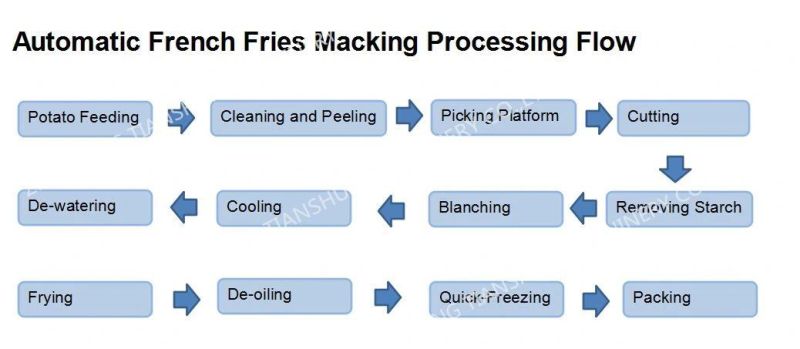 1000kg/H Frozen French Fries Processing Line Machine