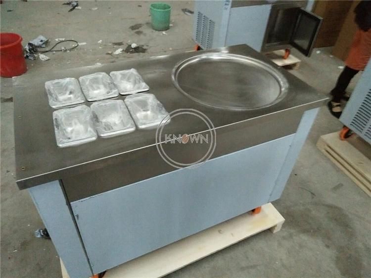 45cm Pan Fried Ice Cream Roller Machine Thailand Fry Ice Cream Machine with 6 Yogurt Fruit Tanks