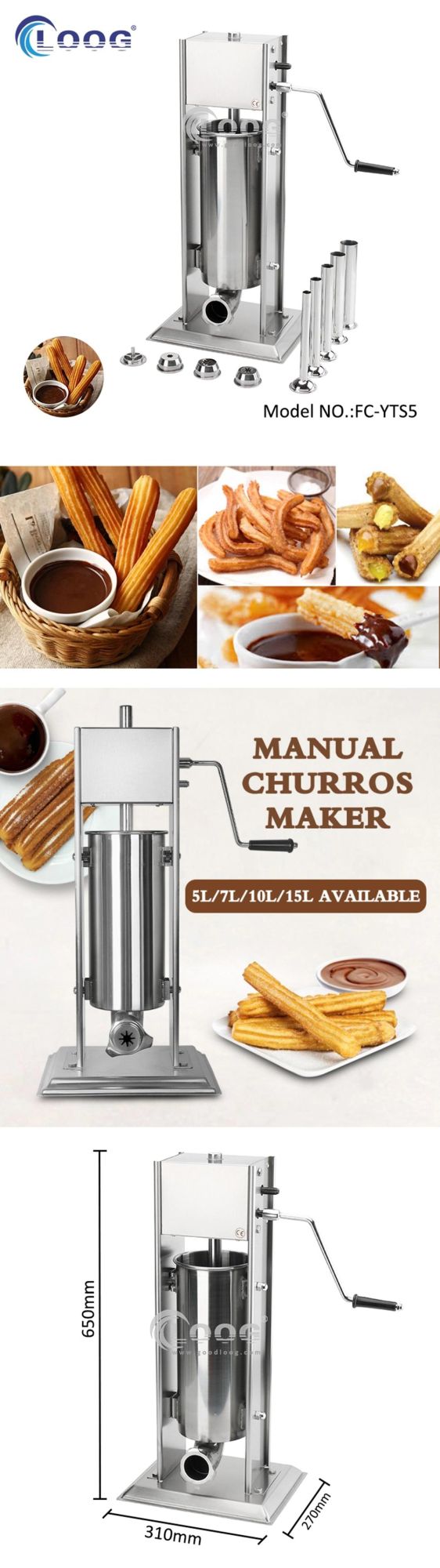 Commercial Kitchen Equipment Manual Spanish Churros Machine Stainless Steel Vertical Sausage Stuffer Salami Maker Other Snack Machine Manual Churros Maker