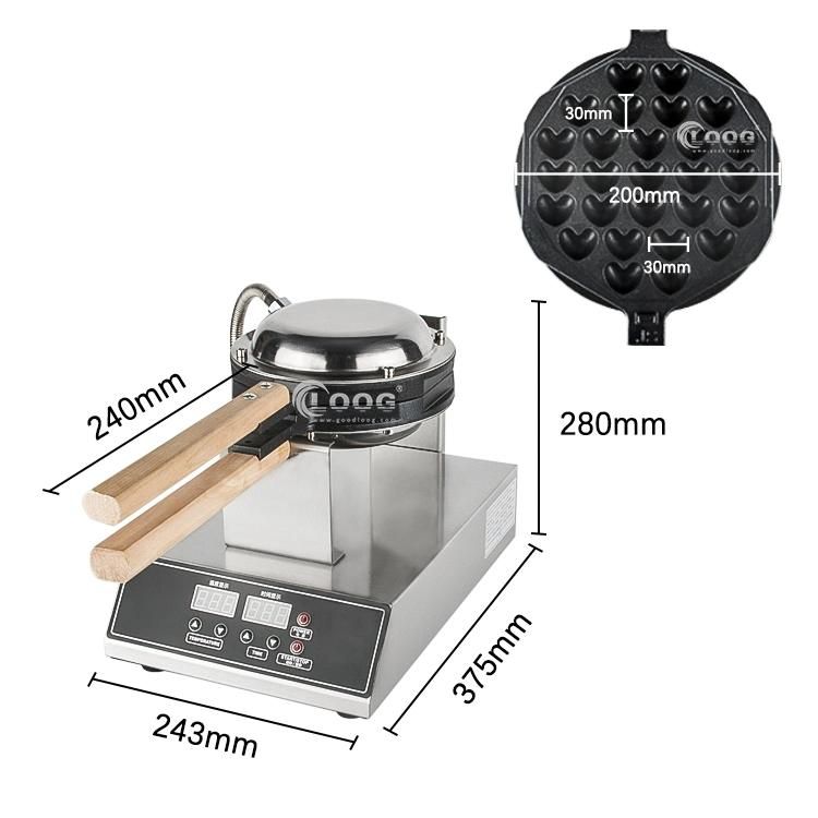Wholesale Supplier Durable Stainless Steel Hong Kong Flip Waffle Egg Bread Baker Digital Rotating Belgian Bubble Waffle Maker for Food Street Snack Machine