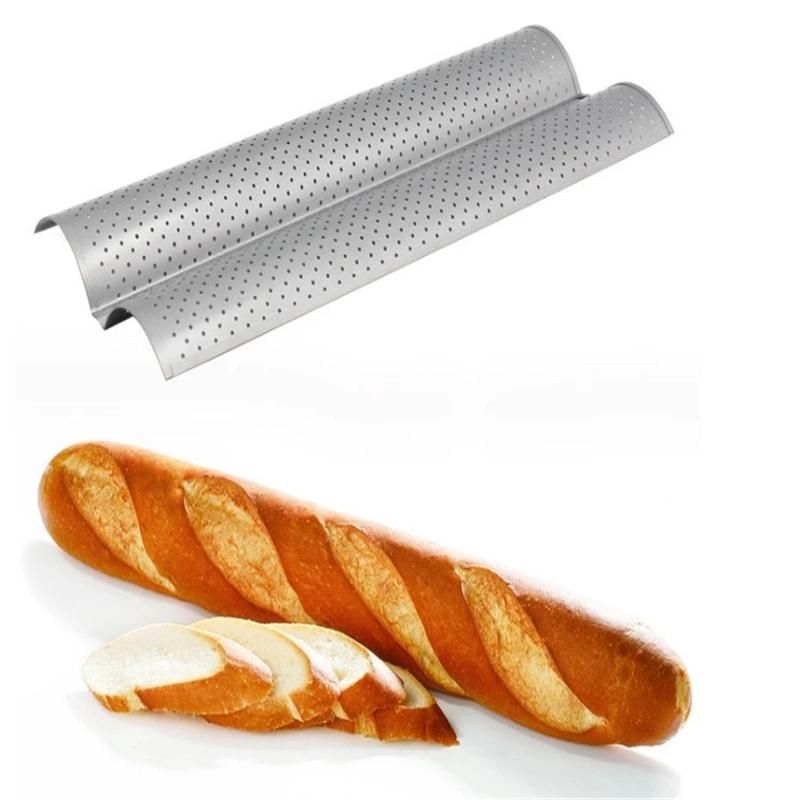 Hot Selling Perforated 3-Slot Molds Heat-Resistant Baguette Baking Tray French Bread Pan