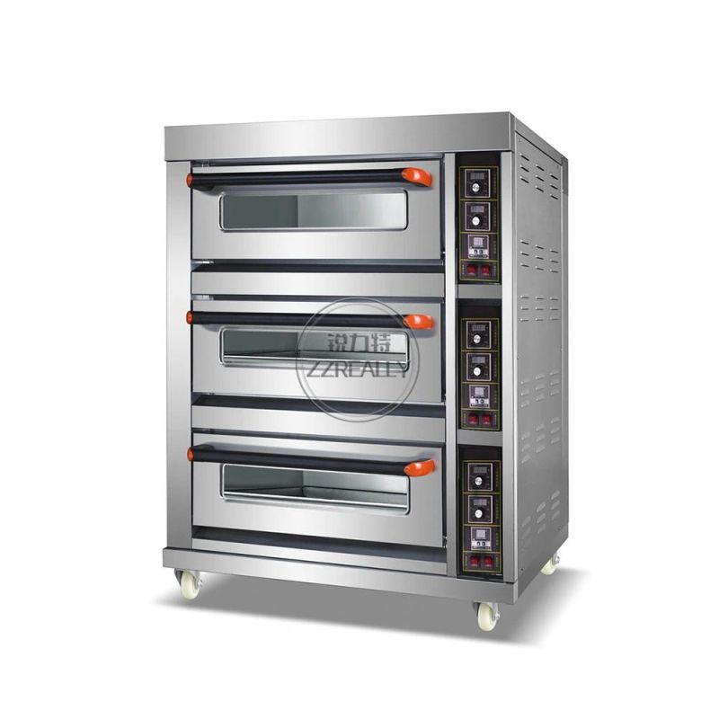 Stainless Steel Electric Baking Oven Sweet Potato Bread Pizza Cake Shop Commercial Oven 3 Decks 3 Trays Bakery Machines Equipment