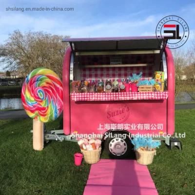 New Fashion Pink Yellow Blue Mobile Food Trailer Deep Fryer Food Truck for Ice Cream