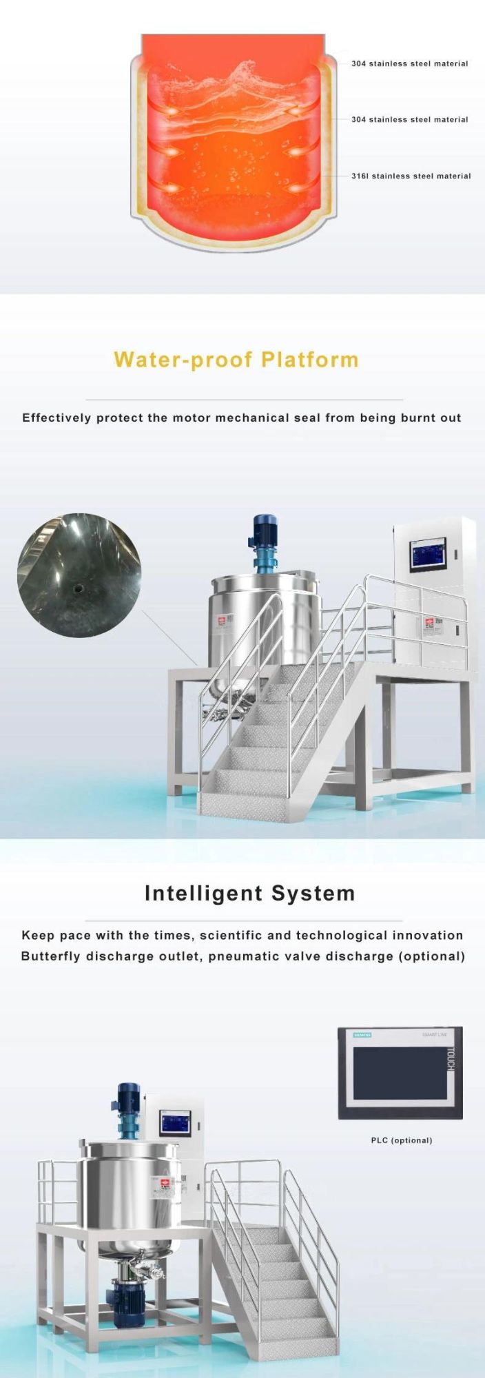 Large Combined High-Speed Mixing Tank 316 Food Grade Homogeneous Mixer Emulsifying Mixing Machine for Chocolate Sauce/Cheese Sauce/Honey Sauce