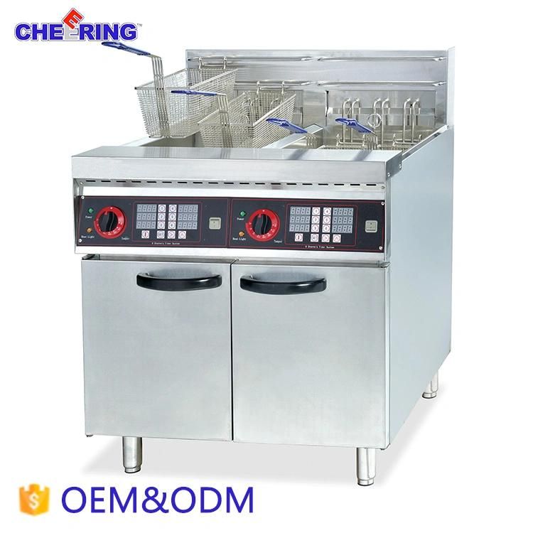Freestanding Electric Pressure Fryer 2-Tank 4 Basket with Timing