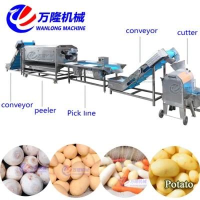 Industrial Sweet Potato Ginger Carrot Sectioning Washing Peeling Drying Potato Chipper ...