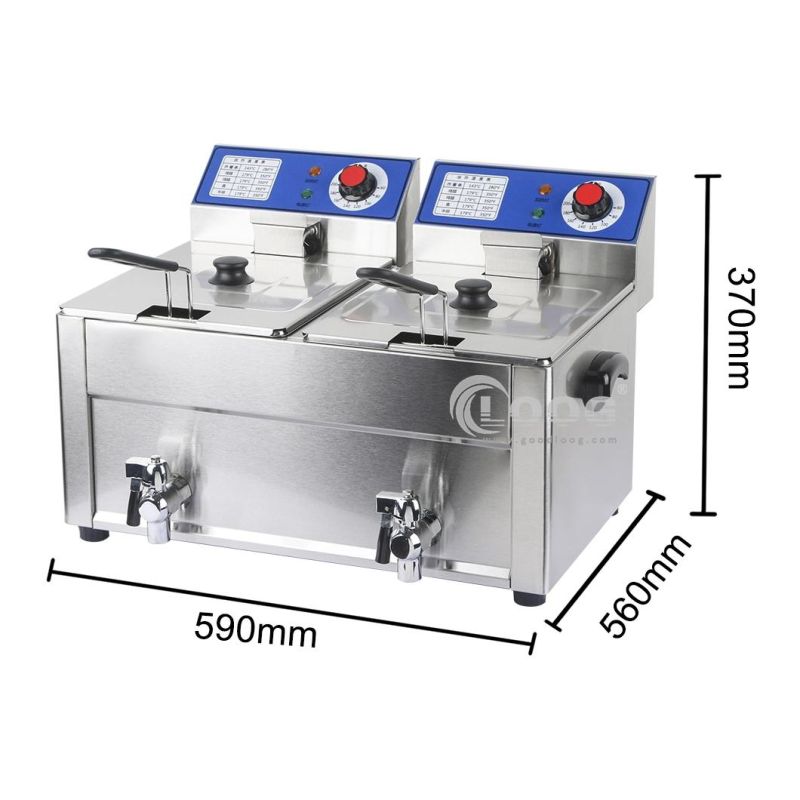 CE Approved Electric Dual Baskets Tanks French Fries Frying Machine 2 X 2850W Commercial Benchtop Deep Fryer for Small Business