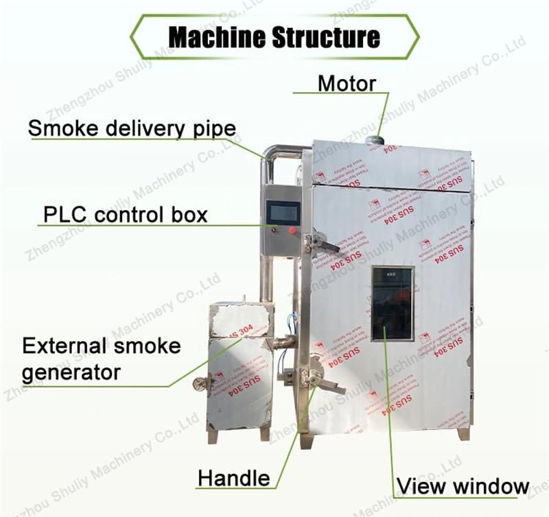 Electric Heating Meat Smoker Smoking Machine Equipment 30-1000kg for Fish Chicken Beef