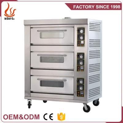 Guangzhou Wholesaler Triple-Layer Twelve-Tray Commercial Gas Bead Pizza Baking Oven G312b