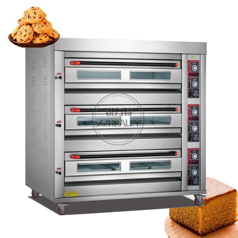 3 Decks 9 Trays Commercial Gas Baking Oven Large Kitchen Equipment Pizza Cake Oven Moon Cake Bread Bakery Machines