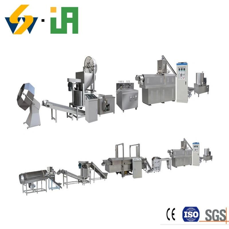 Double Screw Extruder Full Automatic Tortilla/Nacho/Doritos Chips Snacks Making Machine Fried Pellet Production Line