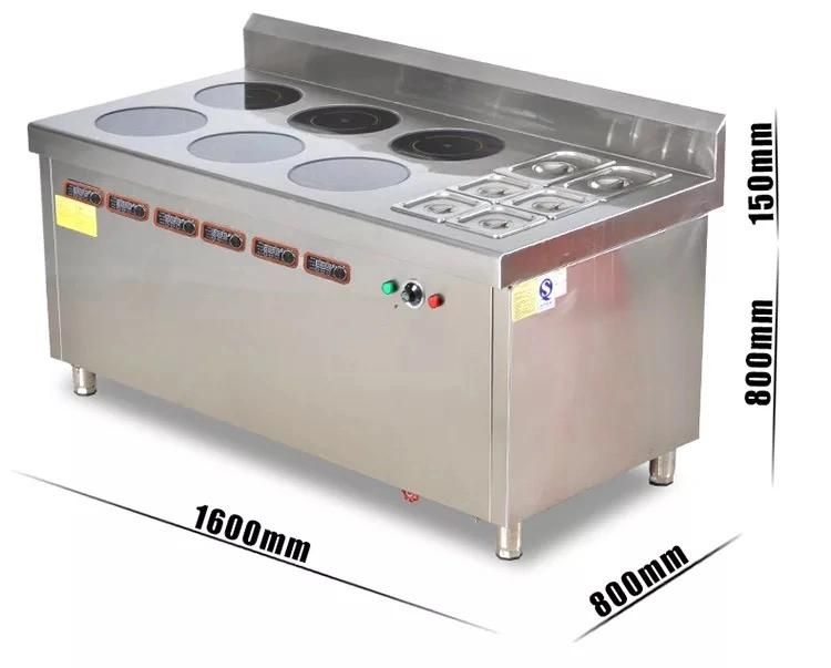 Stainless Steel Commercial Hotel 3.5kw 6 Burner Kitchen Equipment