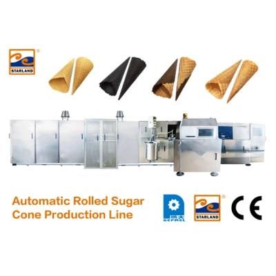 Wheat Flour Sugar Rolled Cone Baking Production Line / Crispy Cone Making Line