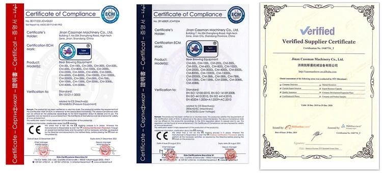 Cassman 500L SUS304 Conical Beer Fermenter Tank with CE Certificate