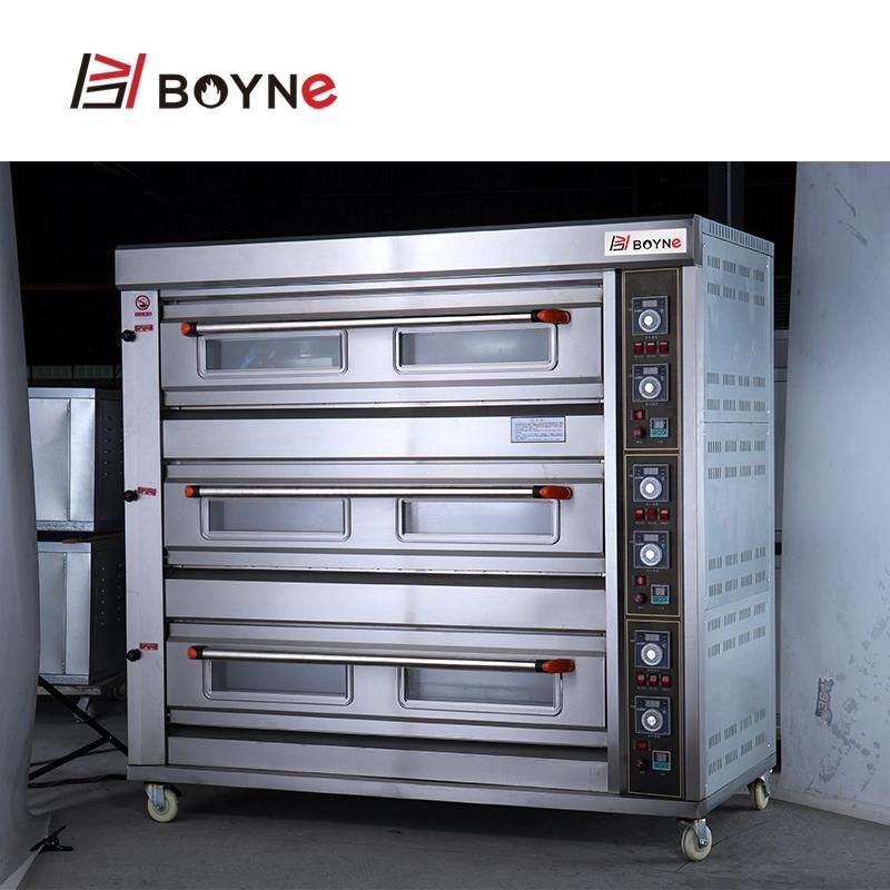 Food Store Bread Baking Gas Oven with 3 Deck 9 Trays
