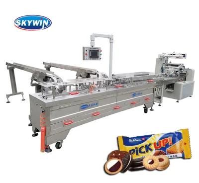 Automatic Cream Biscuit Sandwich Machine with Pillow Packaging Machine Engineers Available ...