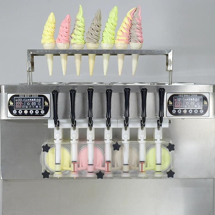 Floorstand ETL CE 7 Flavors Soft Serve Fozen Yogurt Vending Fruits Ice Cream Making Machine