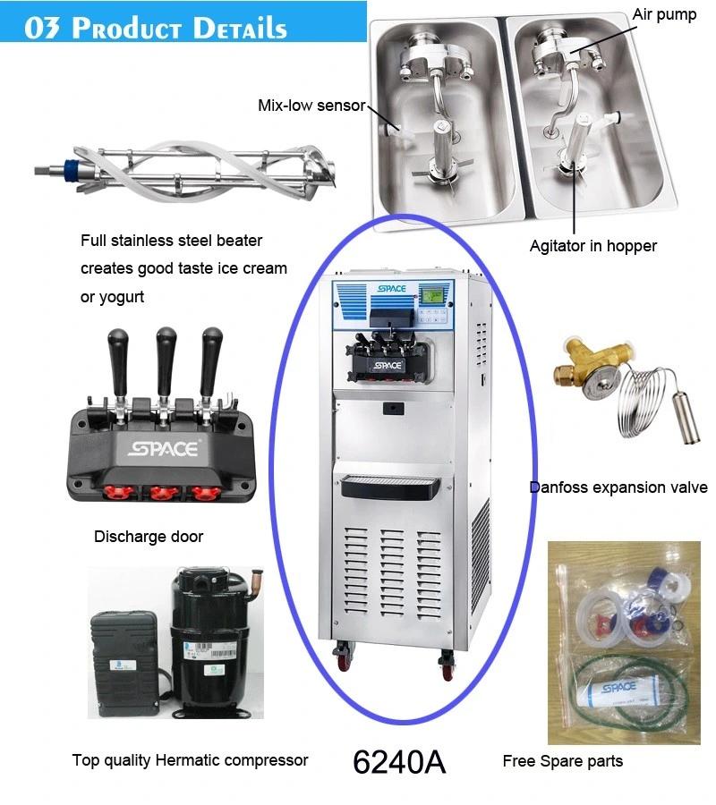 CE ETL Approved 3 Flavors Soft Serve Ice Cream Making Machine