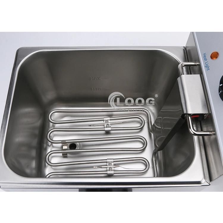 Donut Machine Factory Wholesale Price Stainless Steel Countertop Chicken Frying Machine 8L Single Basket Electric Commercial Potato Chips Deep Fryer