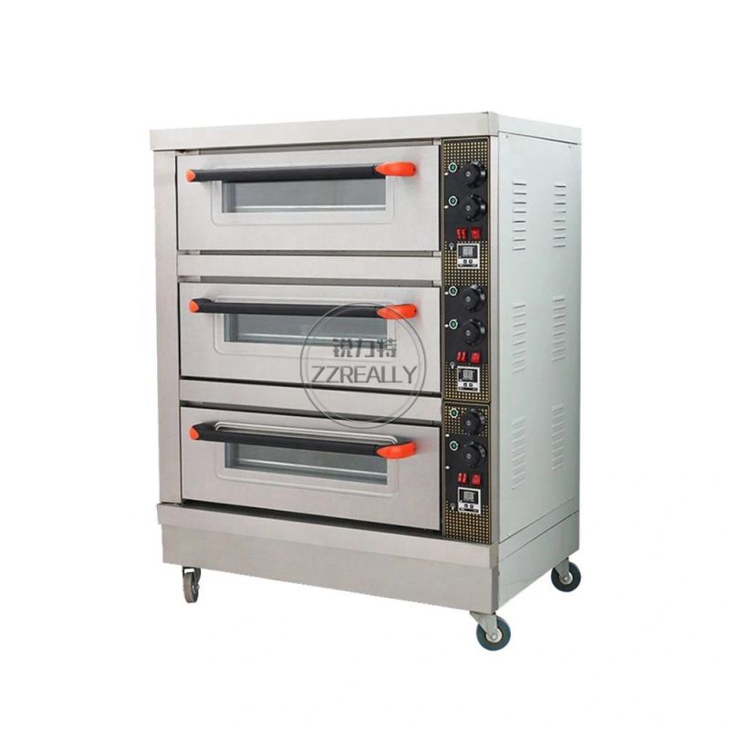 Stainless Steel Electric Baking Oven Sweet Potato Bread Pizza Cake Shop Commercial Oven 3 Decks 3 Trays Bakery Machines Equipment