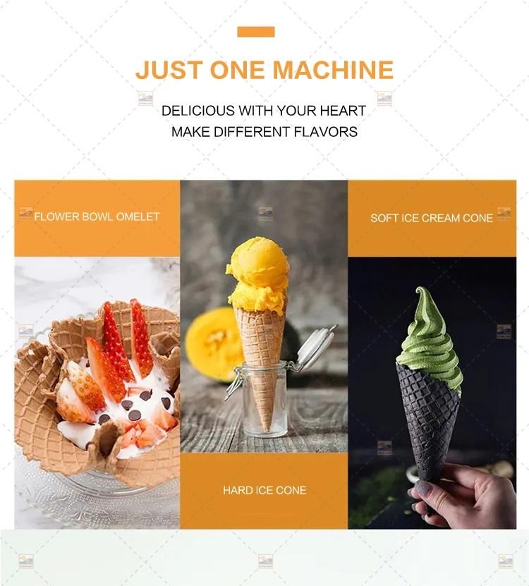 Commercial Ice Cream Waffle Cone Maker Egg Roll Machine Waffle