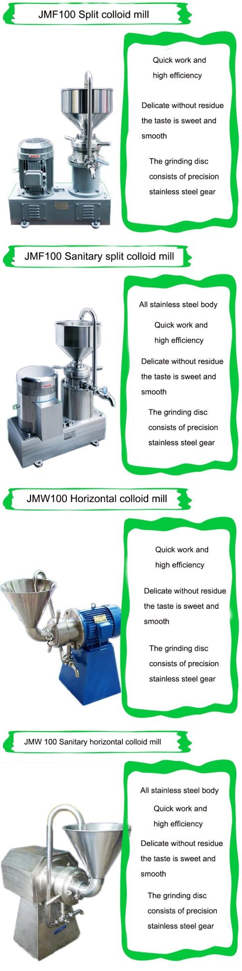 High Capacity Stainless Steel Colloid Mill Peanut Butter Making Machine Tahini Colloid Grinder