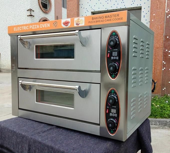 Double Deck 2 Trays Electric Bread Pizza Bakery Oven for Sale