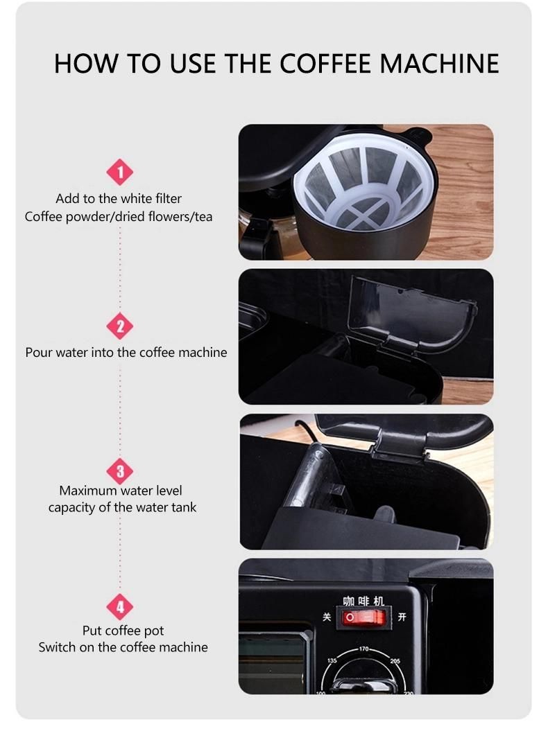Multifunctional Automatic Breakfast Machine, Coffee Maker 3 in 1 Breakfast Makers