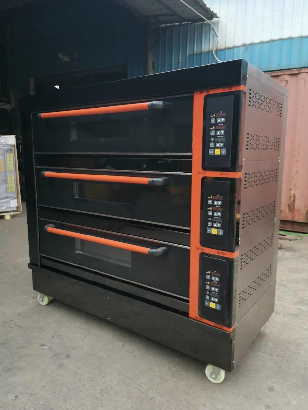 Bakery Equipment 3 Deck 9 Trays Commercial Intelligent Electric Deck Oven