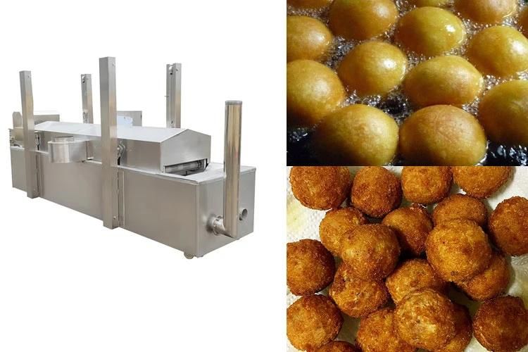 Continuous Automatic Fryer Conveyor Fish Ball Deep Gas Fry Machine