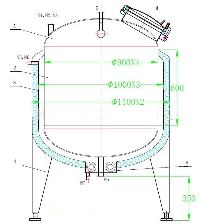 Stainless Steel Pressure Tank Double Jacket Tank with Mixer