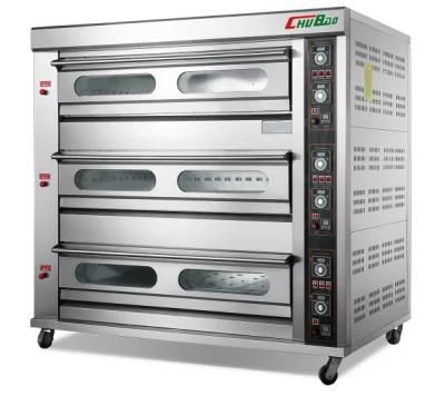 Guangdong Chubao Baking Equipment 3 Deck 9 Tray Gas Oven for Restaurant