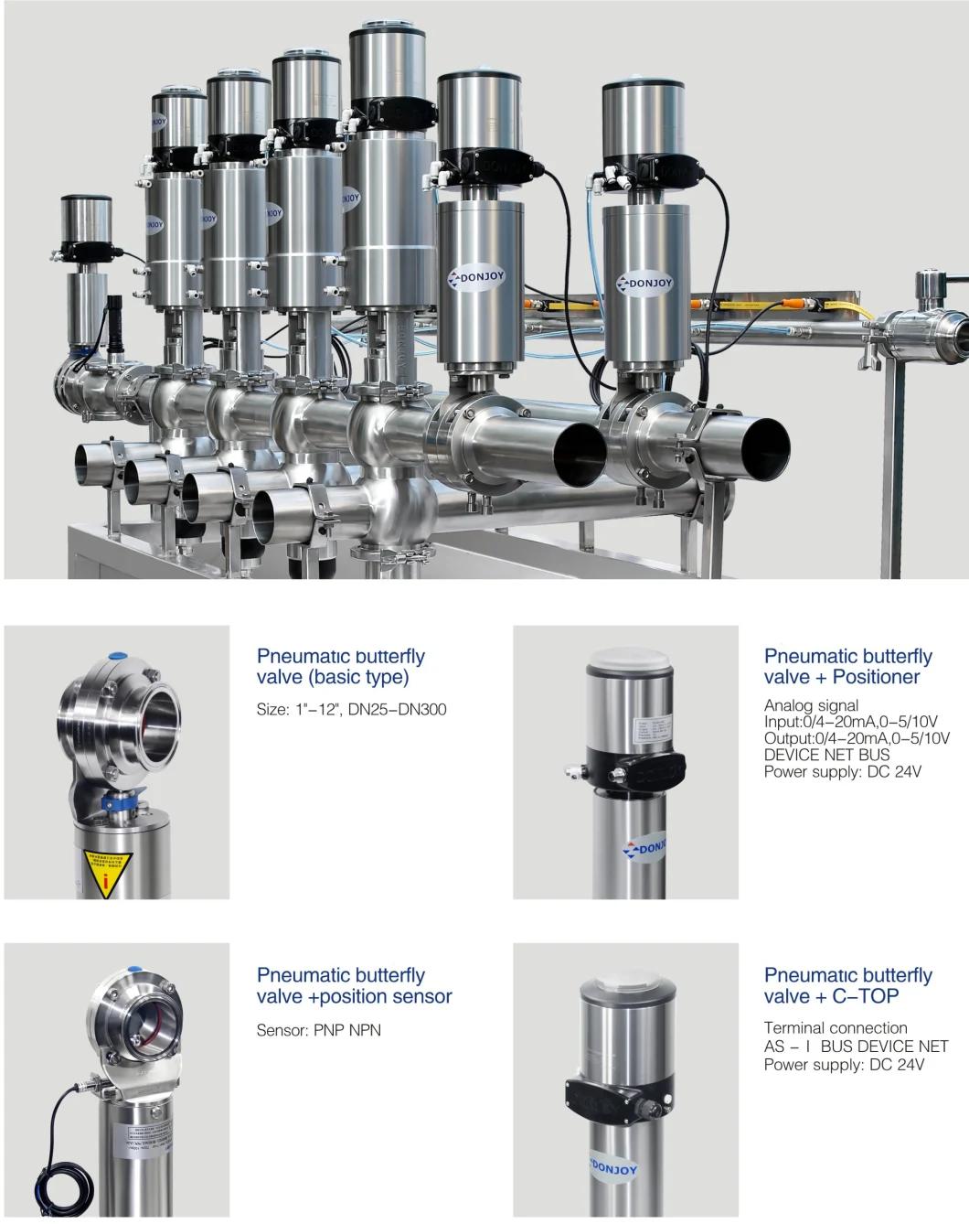 3A Sanitary Double Acting Pneumatic Butterfly Valve with Positioner Control